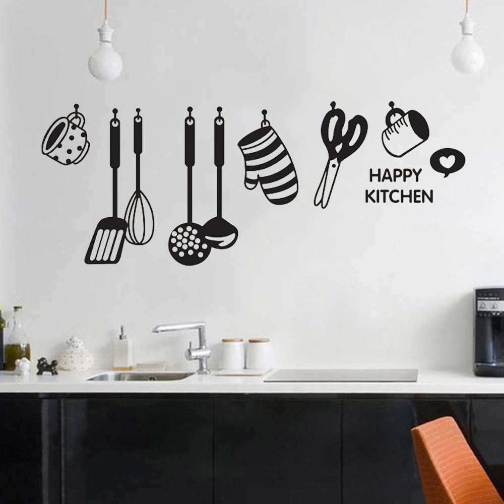 Home Cooking Services - สติ๊กเกอร์ติดผนังห้องครัวสนุกออกแบบ Cook Utensils ตกแต่งบ้านร้านอาหารตู้เย็น Self-กาวไวนิล Wall