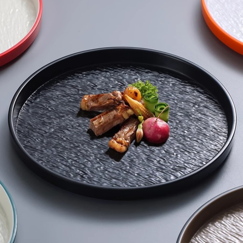 Home Cooking Japanese - โมเดิร์นหินเมลามีนสเต็กพาสต้าแผ่นญี่ปุ่นย่างเนื้อช้อนส้อมบ้านทําอาหารจานเครื่องครัวตกแต่ง